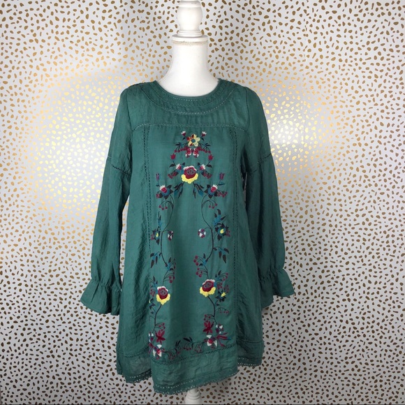 Umgee Forest Boho Floral Embroidered Flared Dress - Picture 2 of 6